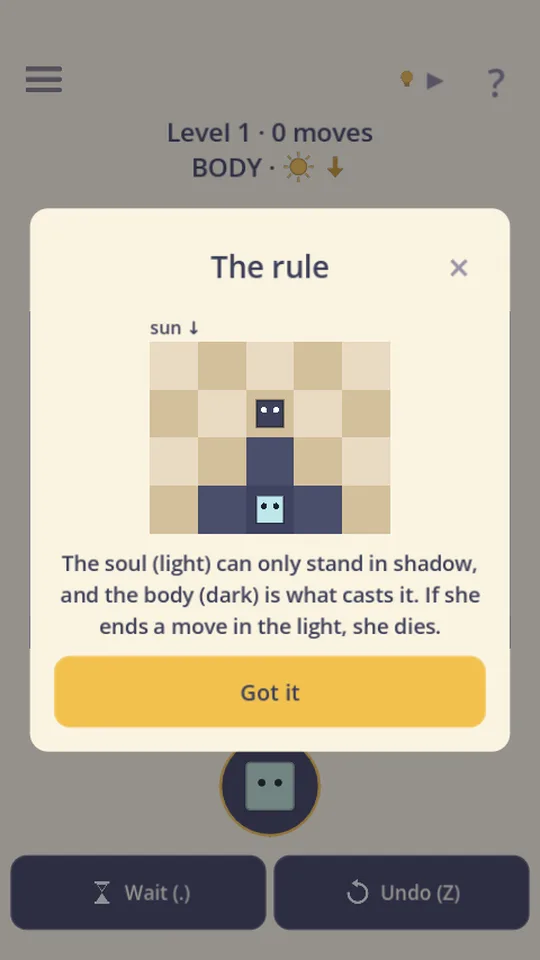 The rule card: the soul can only stand in shadow
